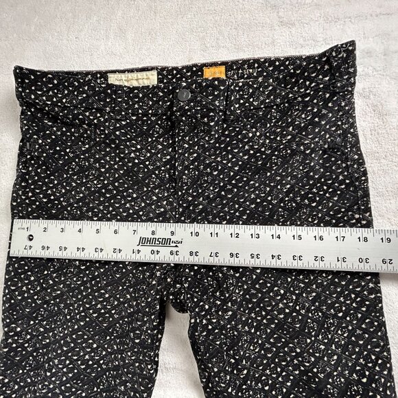 Pilcro Anthropologie Serif Pants Black White Print Micro Corduroy Stretch 31 - Picture 6 of 9